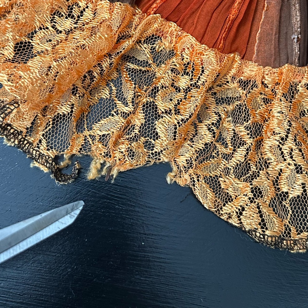 🤎🧡 Bohemian Orange brown Midi Maxi Festival boho Skirt size Small - Picture 11 of 11